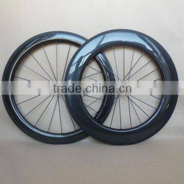 3K glossy carbon combo wheels 60mm+88mm with road free gear black hub 25mm profile fat rim