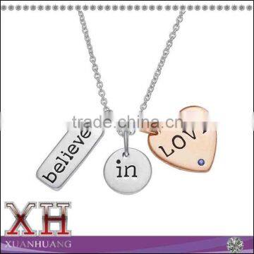 Sterling Silver Two-tone Believe in Love Pendent Necklace