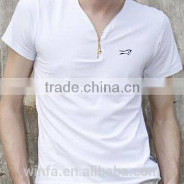 short sleeve latest style shirt for men with small zipper