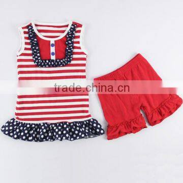 Hot Sale Summer Posh Teen Girl Matching Clothing Set 4th of July Patriotic Outfit Set for Babies photo-3