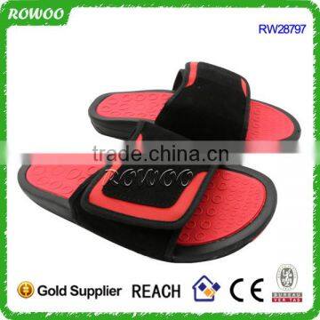 Red Leather Mens PU Leather Slide Sandals