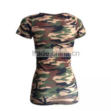 2016 Seamless Women t Shirt Printing Military Camouflage t Shirt With Wholesale Price photo-3