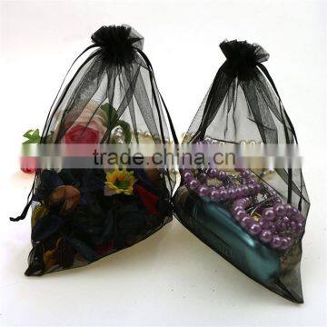 Supply 25x25cm large black organza favour gift bags pouch Mesh Party Drawstring Gift Wedding Favour Gift Bags