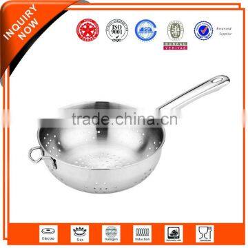 2015 hot sale stainless steel colander with long handle