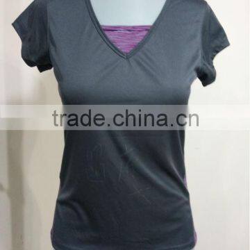 2014-2015 fashion stretch yard dye short t-shirt fitness wear