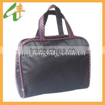 2014 newest ladies black satin handbag with lace