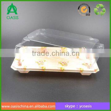 Accept custom order disposable plastic sushi tray with lid