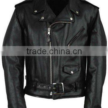 Cowhide Leather Black Classic Motorcycle Leather Jacket, Genuine Leather Motorobike Jacket