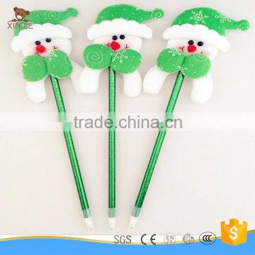 promotional christmas plush snowman pen with hat