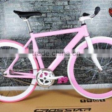 fixed gear bike 700c single speed track bicycle pink-white