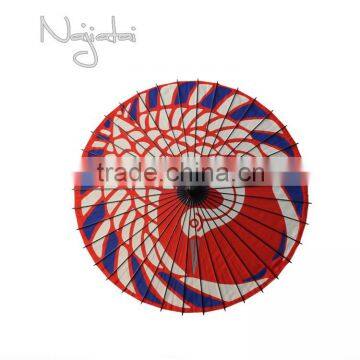 Kimono Red Theme Hand Painted Handmade Japanese Cloth Paper Umbrella