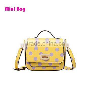 CC44-014 Yellow printed custom PU leather ladies shoulder bags handbags 2016