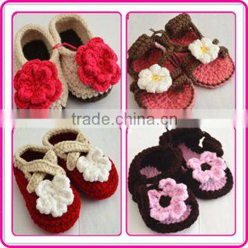 beautiful shoes of girls hand knit baby shoes with crochet flower