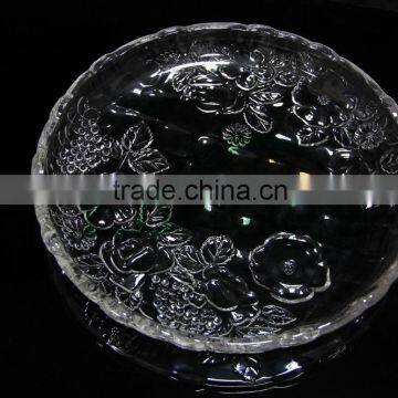 Round shape fruit plate with flower engraving and high quality