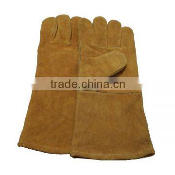 Yellow Color Cow Split long Leather Work Welding Gloves