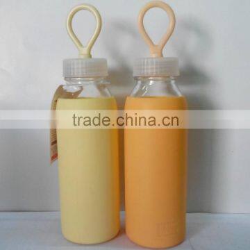 Colorful glass water Bottle with Silicone Sleeve