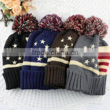 Winter Ski Beanies Knit Hats With Pom Pom for Lady photo-4