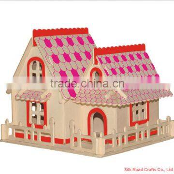 lovely red hut wooden puzzle