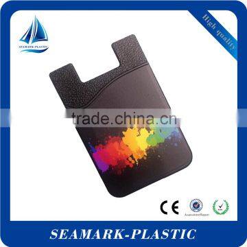 2016 novelty logo printed silicone cell phone cover card holder for smart phone