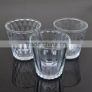 Round Shape Votive Candle Holder Clear Candle Glass With Embossed Pattern photo-3