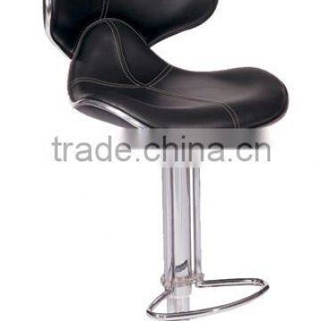 Black PU upholstered chrome base with footrest swivel high stool bar chair