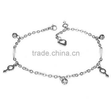 Men's Stainless Steel Male Gender Symbol Solid Ball Charm Link Chain Anklets