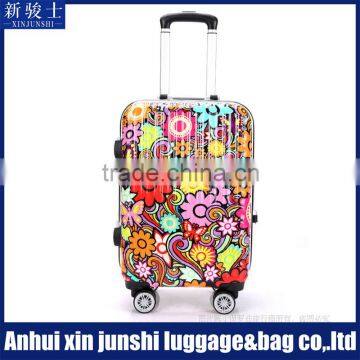 Colorful Printing ABS PC Luggage Woman Luggage Trolley