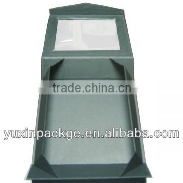 folding hair extension packing box with ribbon, and pvc window