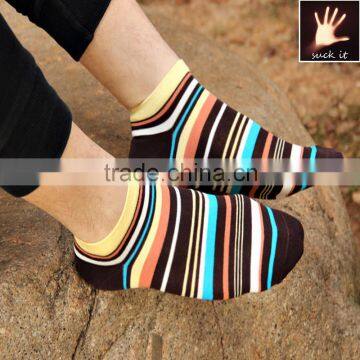 Men Cotton Casual Stripe Ankle Socks photo-4