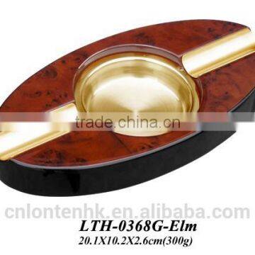 Glossy finish Elm wood cigar ashtray wholesale
