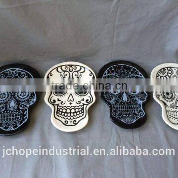 halloween ceramic skull head dish plate