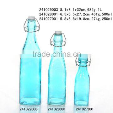 Set of 3 Colored Classic Glass Water Bottle