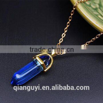 Rhinestone main stone unisex natural quartz crystal point pendant Party Occasion crystal point pendant