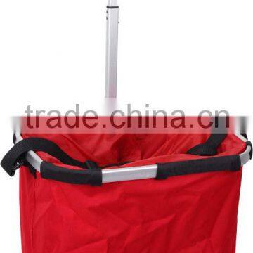 Foldable supermarket shopping trolley, Aluminium alloy folding shopping cart, Portable folding grocery shopping cart bag