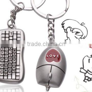 1 Pair Keyboard Mouse pendant Keychain Key chain Ring for Couple Lover Gift