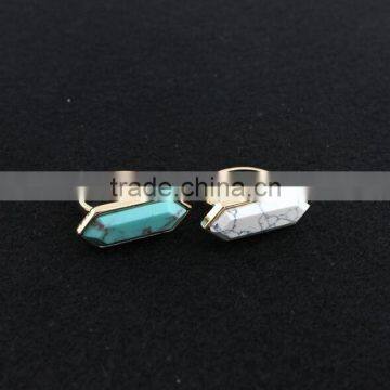Natural Stone Nail Jewelry Bar Turquoise Bullet Shape Solid Rings