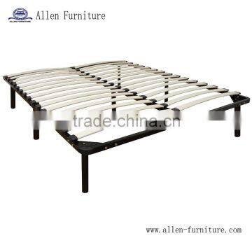 Platform wooden bed frame, metal bed frame with wooden slats, queen size