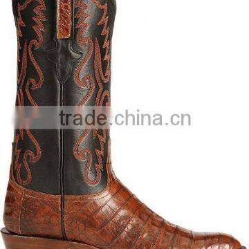Black Brown Cowgirl&cowboy Genuine Leather Western Caiman Ultra Belly Boots Wholesale photo-3