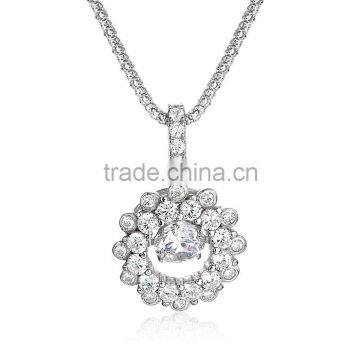Fashion Jewelry Pave Dancing Stone Diamond Silver Pendant Necklace SPG919W photo-2