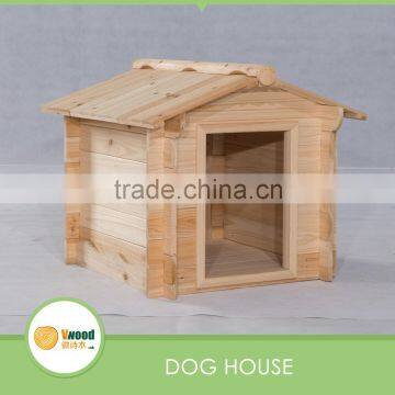 Natural Outdoor Gable Roof Rustic Wooden Dog Kennel