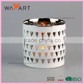 Skeleton Ceramic Votive Candle Holder With Silver Plated Nexine