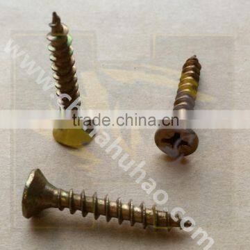 Hardware fasteners CSK head yellow zinc coating fibreboard screw