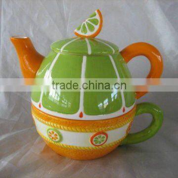 Orange Shaped Ceramic Teapot