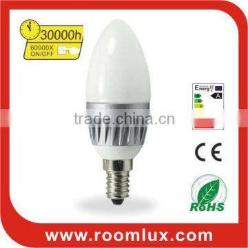 High power E14 LED candle bulb light 3W Dia40X114mm