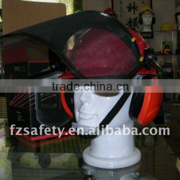 working cap with earmuffs and face shield