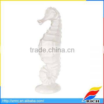 2017 New Design Shiny White Ceramic Seahorse Figurines Home Decor