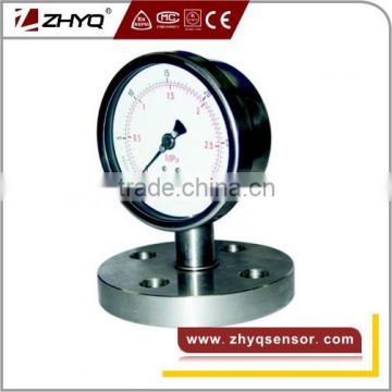 Flange mounting flush diaphragm pressure gauge for food machinery