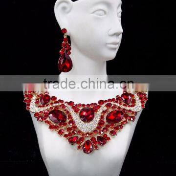 Haniye African 2016 necklace and earrings jewerly set fancy crystal necklace sets