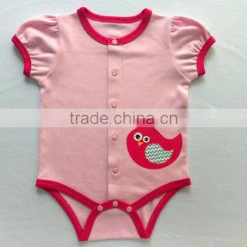 embroidery bird applique cotton bodysuit