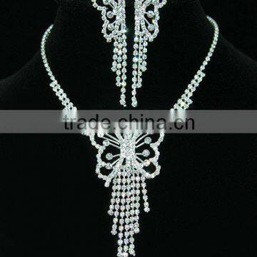 Bridal Wedding Butterfly Crystal Necklace Earrings Set CS1150